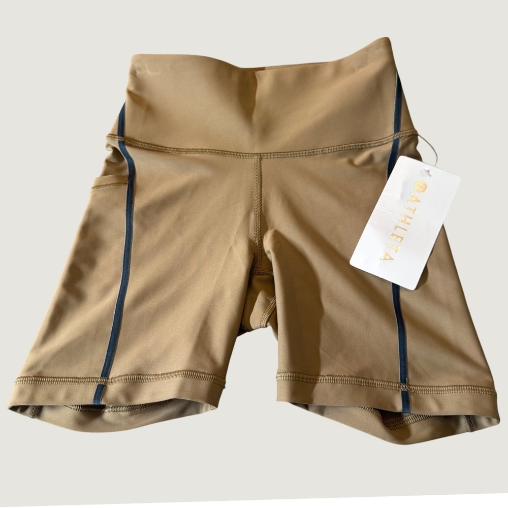 Athleta Women Interval Stash Tipped 5" Short XXS Brown Ombre Side Stripe Active